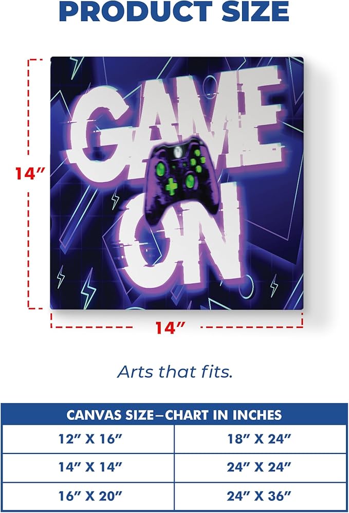 Game On Wall Canvas Set of 1 Set of 1 - 14x14