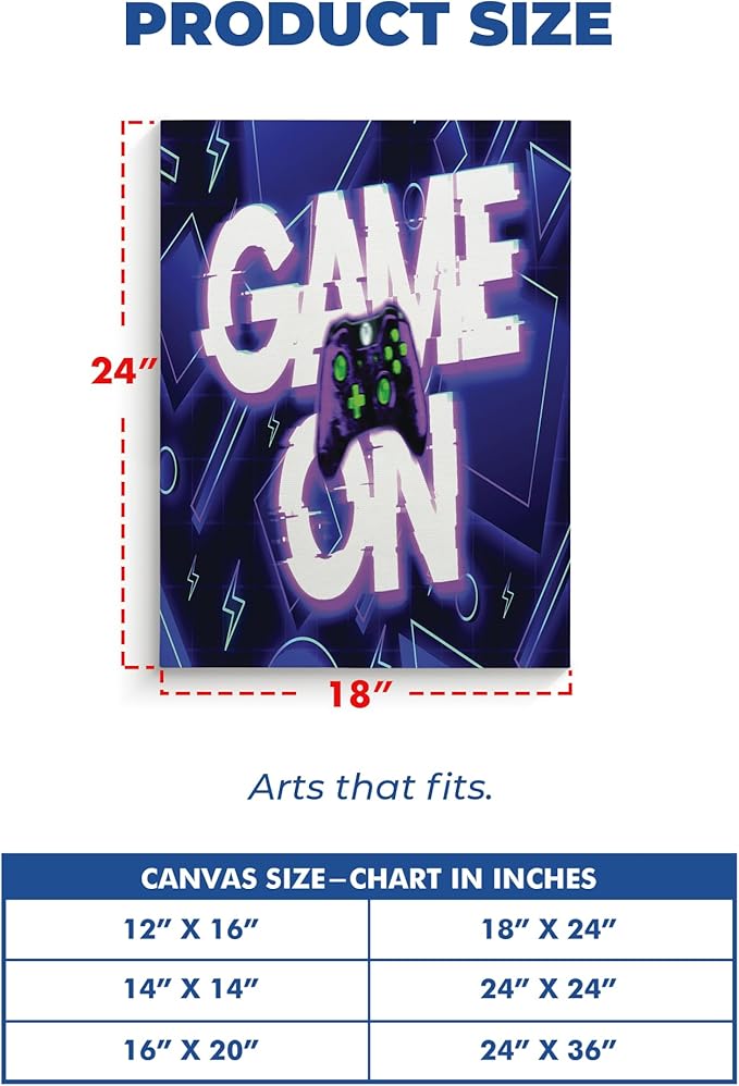 Game On Wall Canvas Set of 1 Set of 1 - 18x24