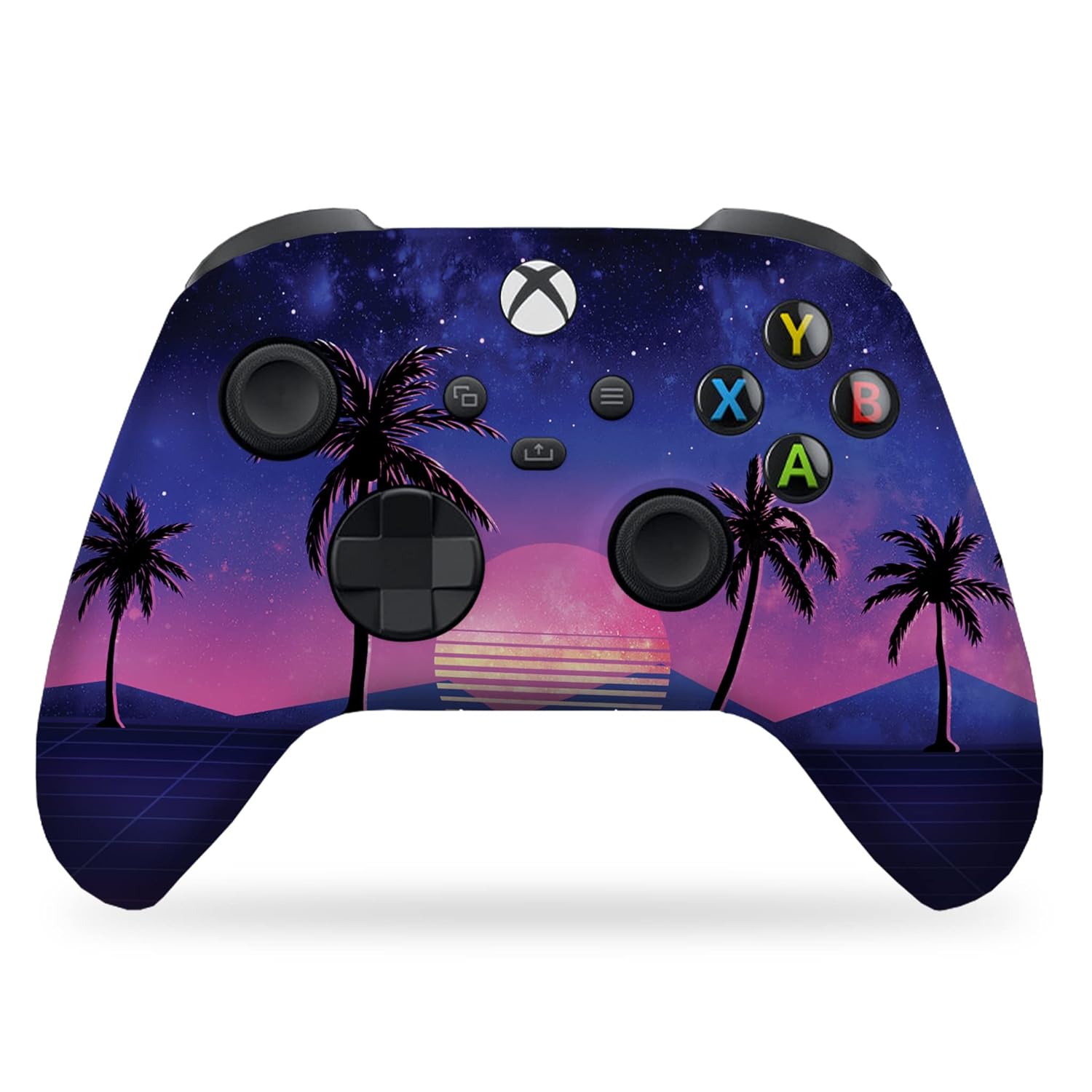 Vaporwave Grid Xbox Series X Controller Front Print Only