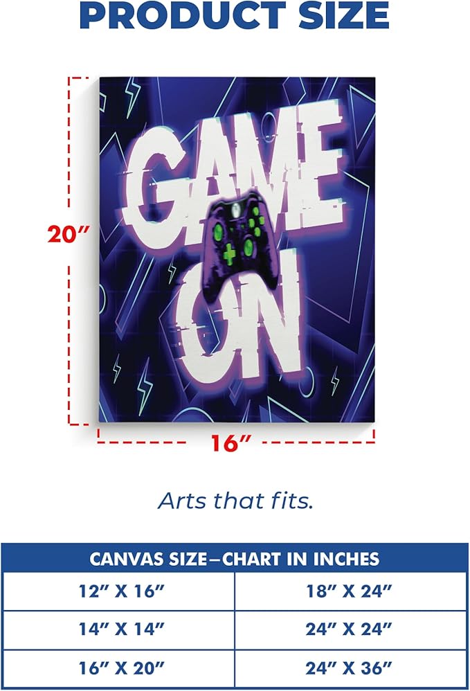 Game On Wall Canvas Set of 1 Set of 1 - 16x20
