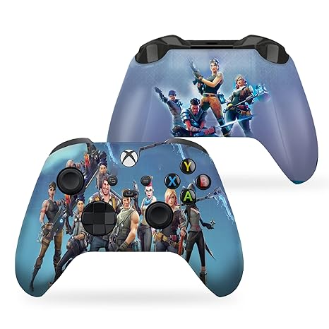 Blue Fortnite Inspired Xbox Series X Controller Front and Back Print