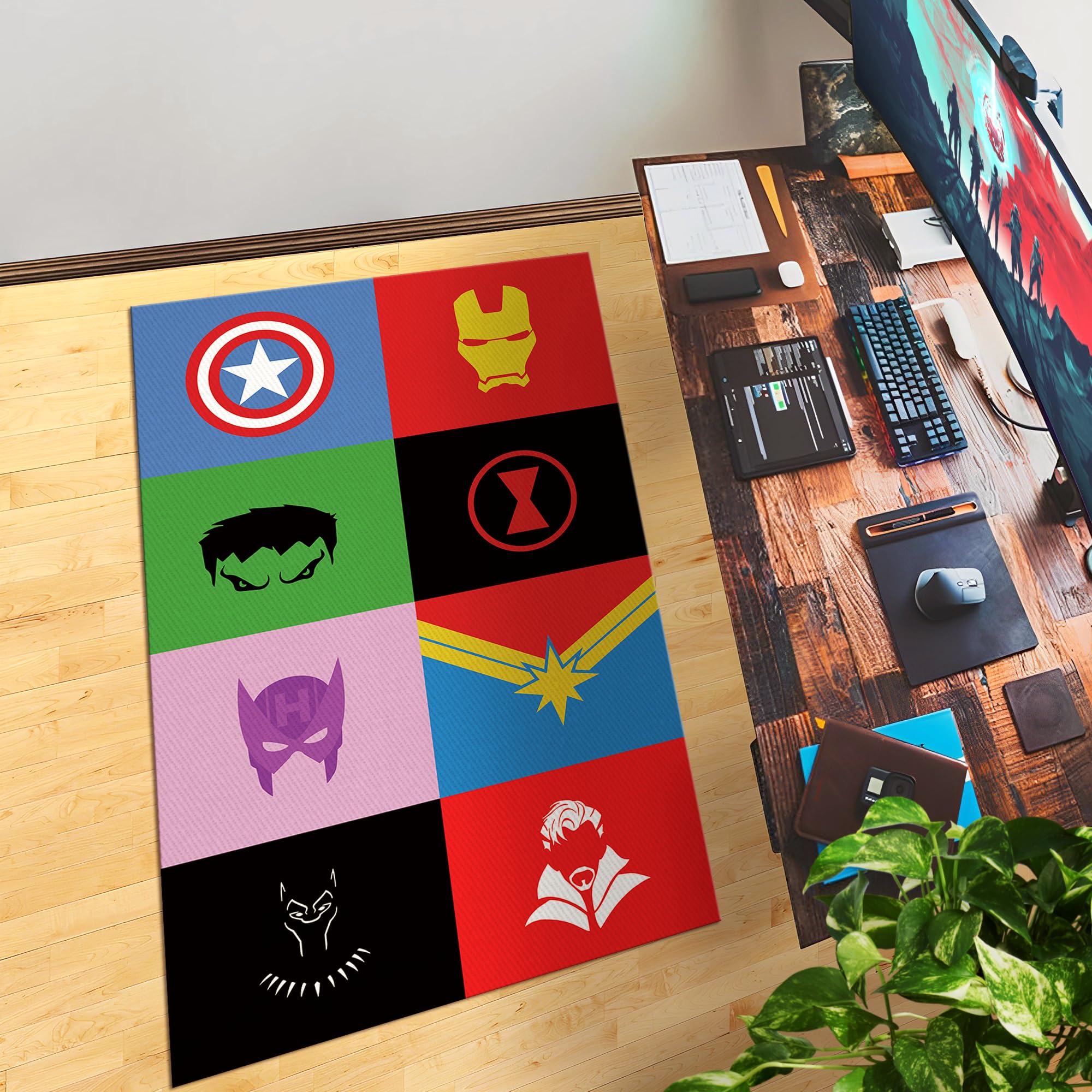 Avengers Masks & Simbols Decor Rug- 62x40 inches