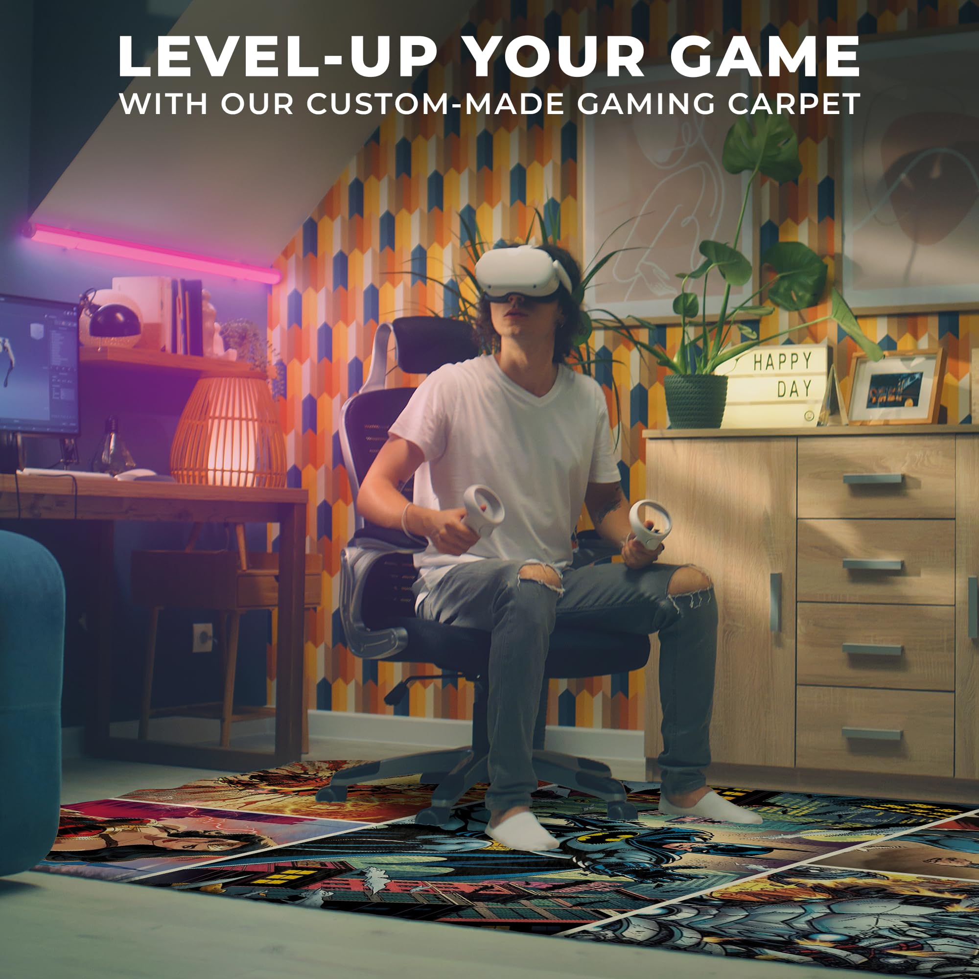 Justice League Comic-Inspired Decor Rug- 62x40 inches