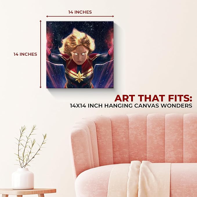 Captain Marvel Wall Canvas Set of 1 Set of 1 - 14x14