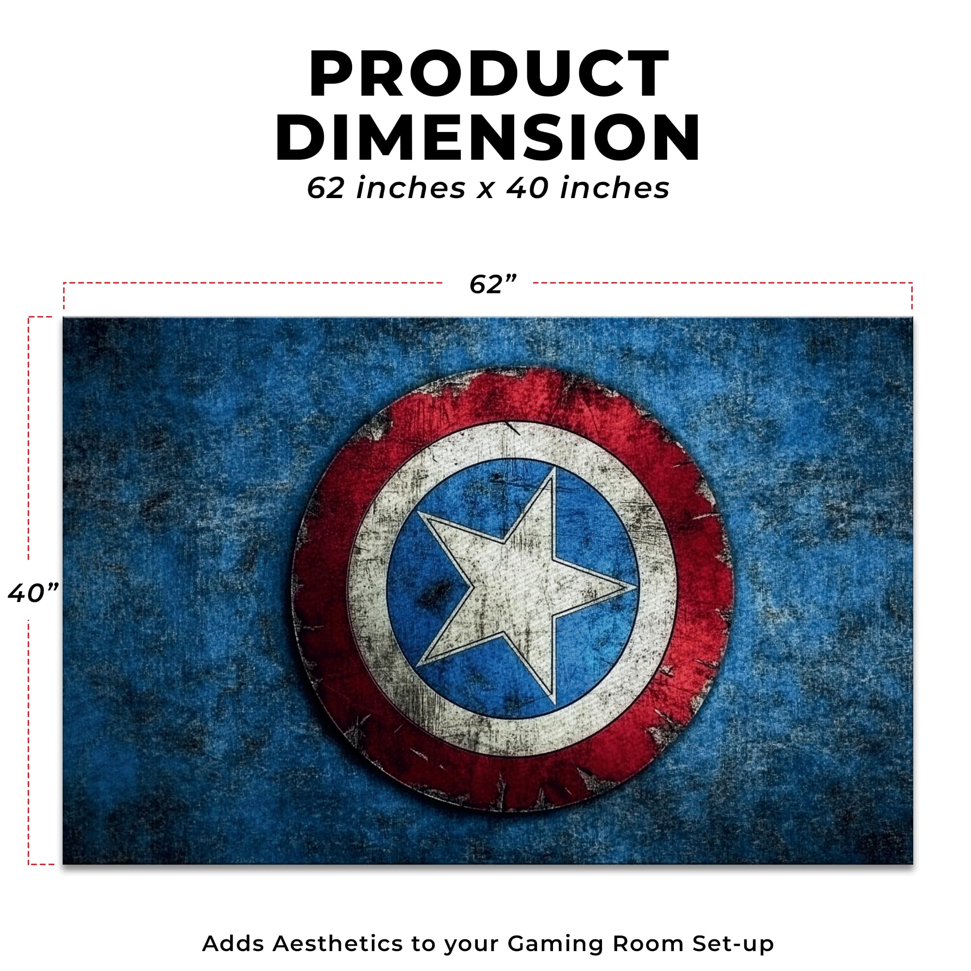 Captain America Shield Decor Rug- 62x40 inches