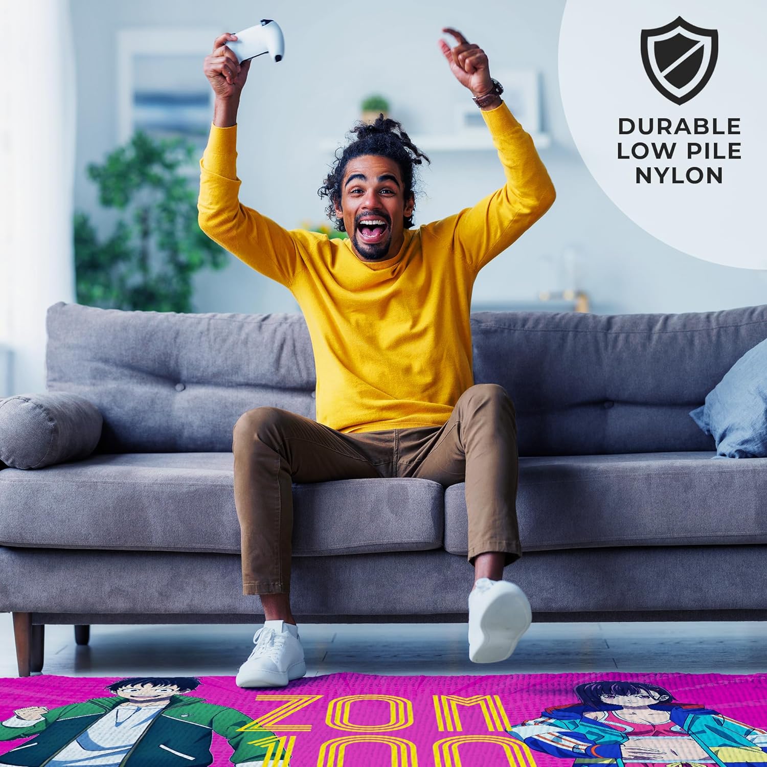 Zoom 100 Gaming Rug - 62x40 inches, Playful Design, Durable Construction