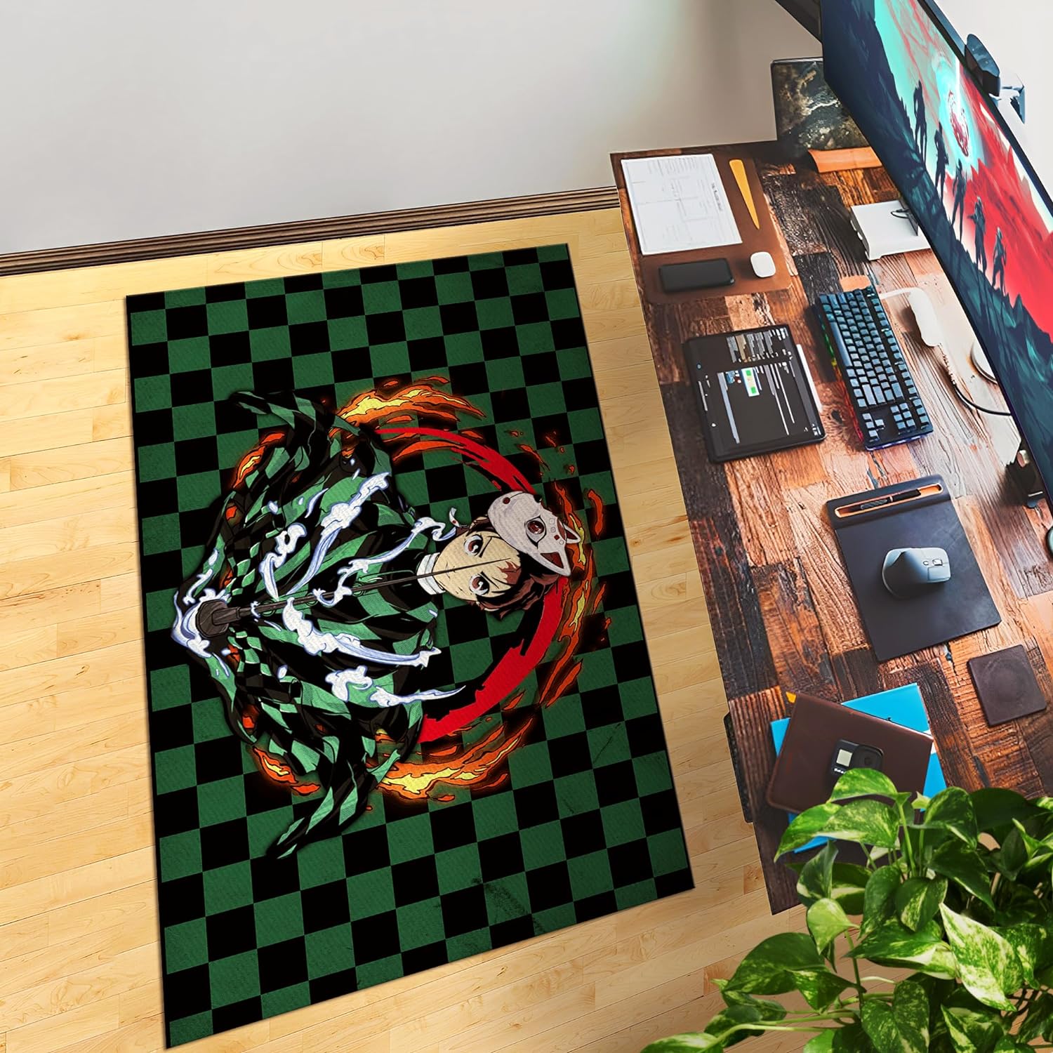 Anime Inspired Gaming Rug - 62x40 inches, Gamer Room Decor, Non-slip backing, Premium quality