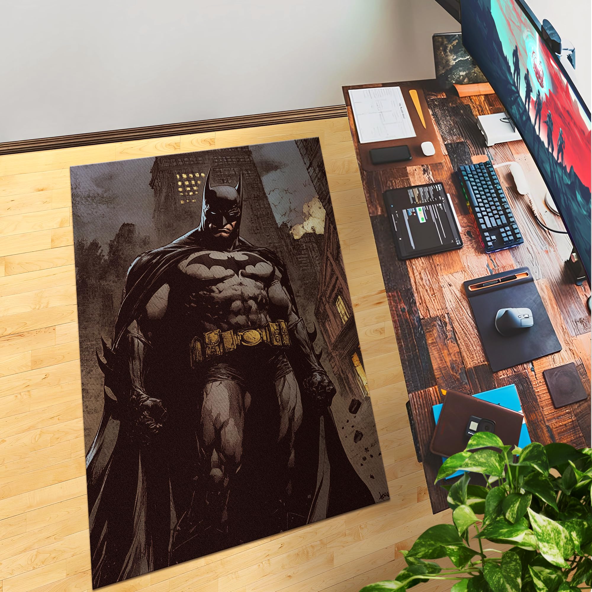 Dark Knight Batman Decor Rug- 62x40 inches