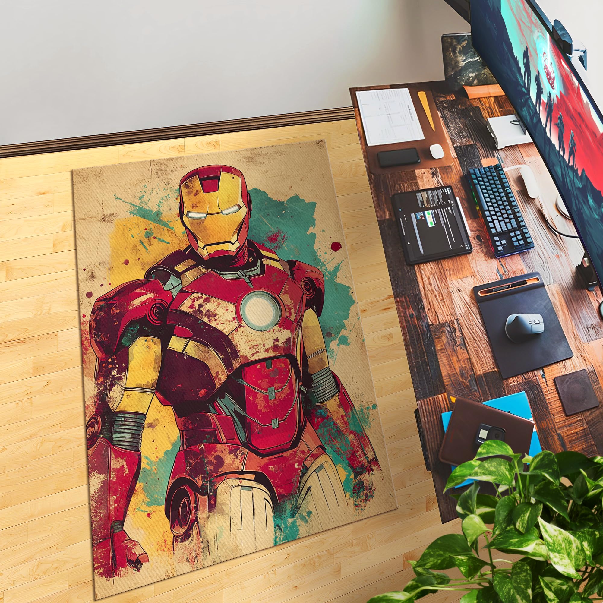 Iron-Man Inspired Decor Rug- 62x40 inches