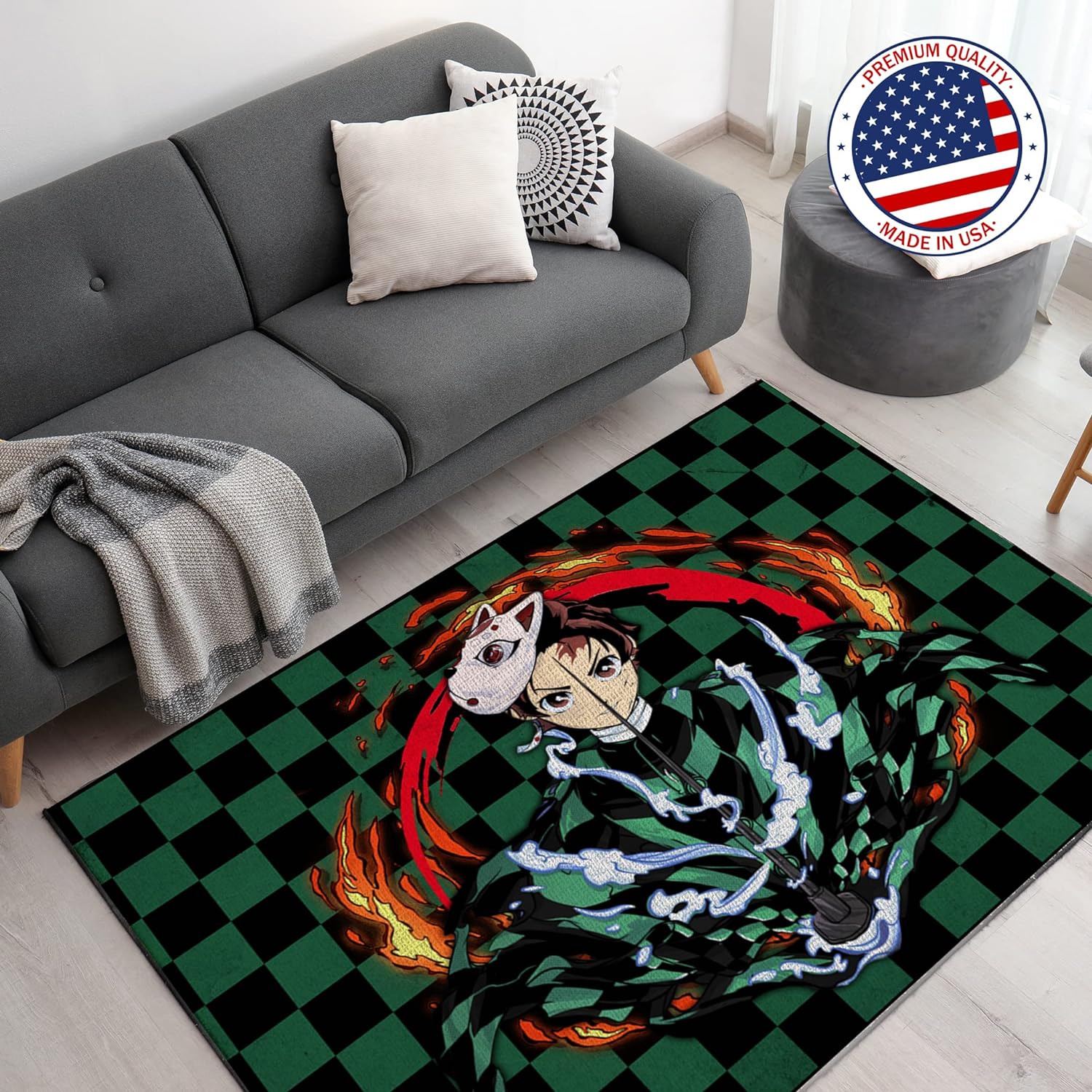 Anime Inspired Gaming Rug - 62x40 inches, Gamer Room Decor, Non-slip backing, Premium quality