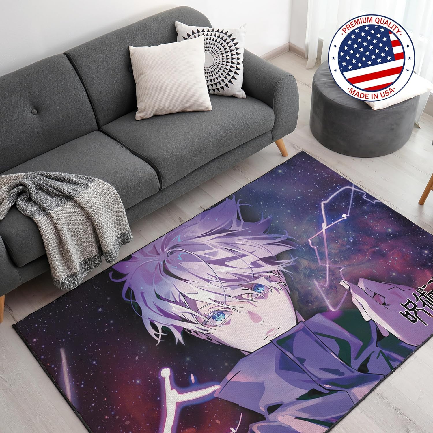 Satoru Gojo Design Gaming Rug - 62x40 inches, Anime-inspired decor, Premium Quality