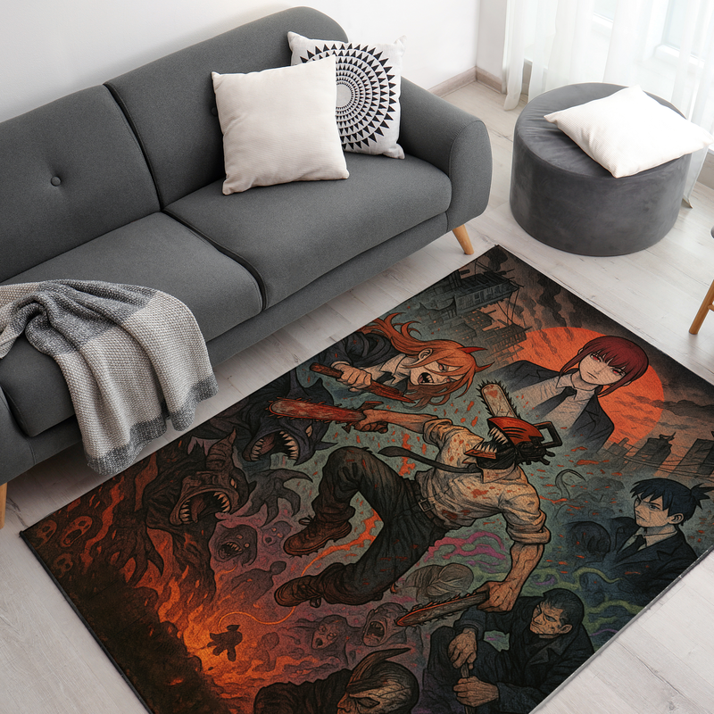 Chainsaw Man Inspired Decor Rug- 62x40 inches
