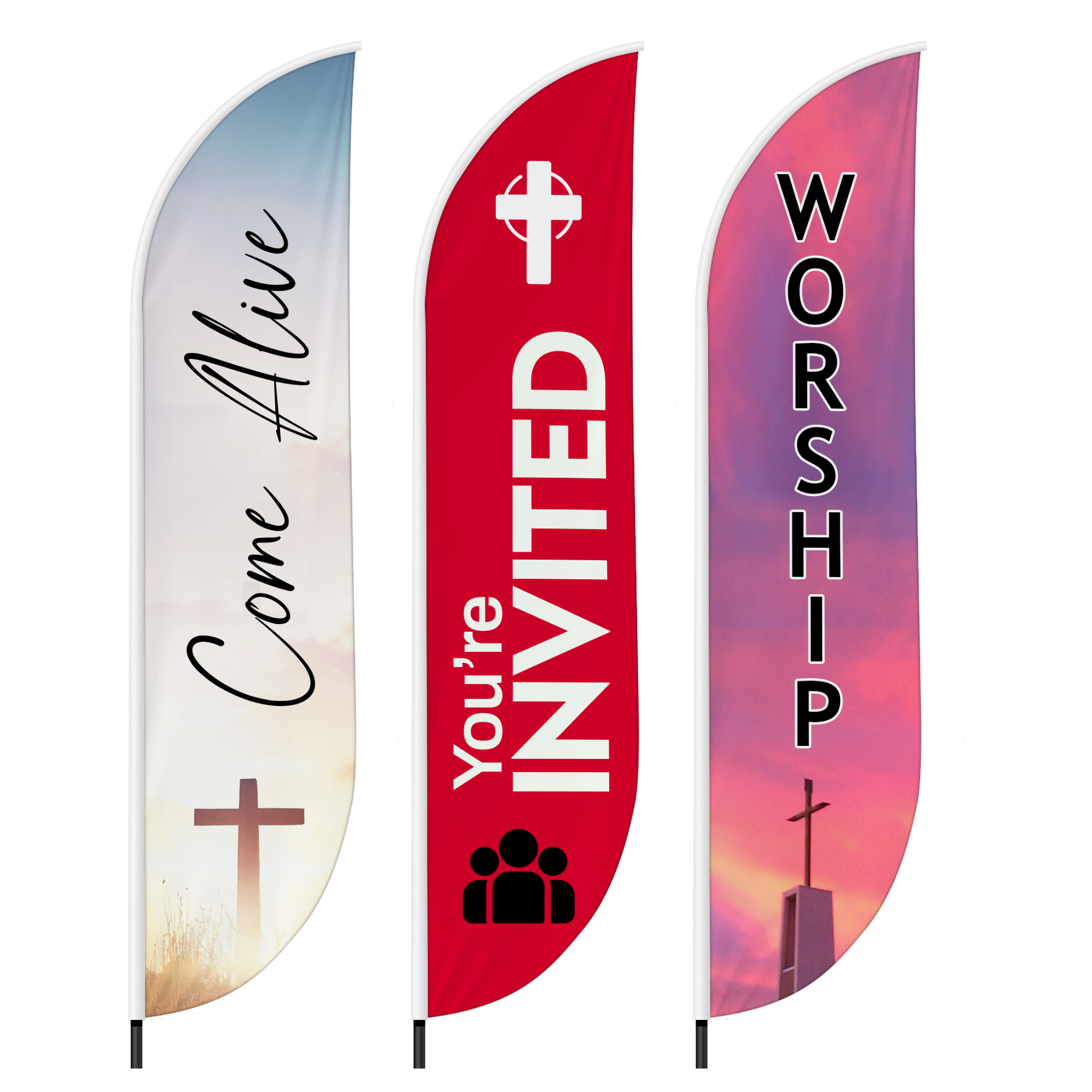 Church Set of 3 Feather Flag only / Swooper Flag only