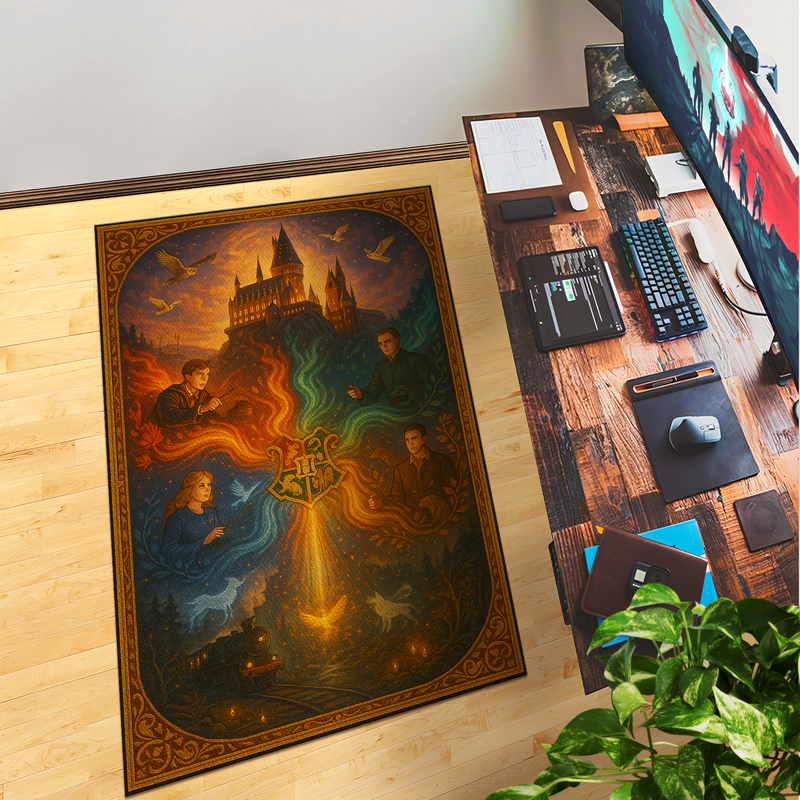 Harry Potter Hogwarts Inspired Decor Rug- 62x40 inches