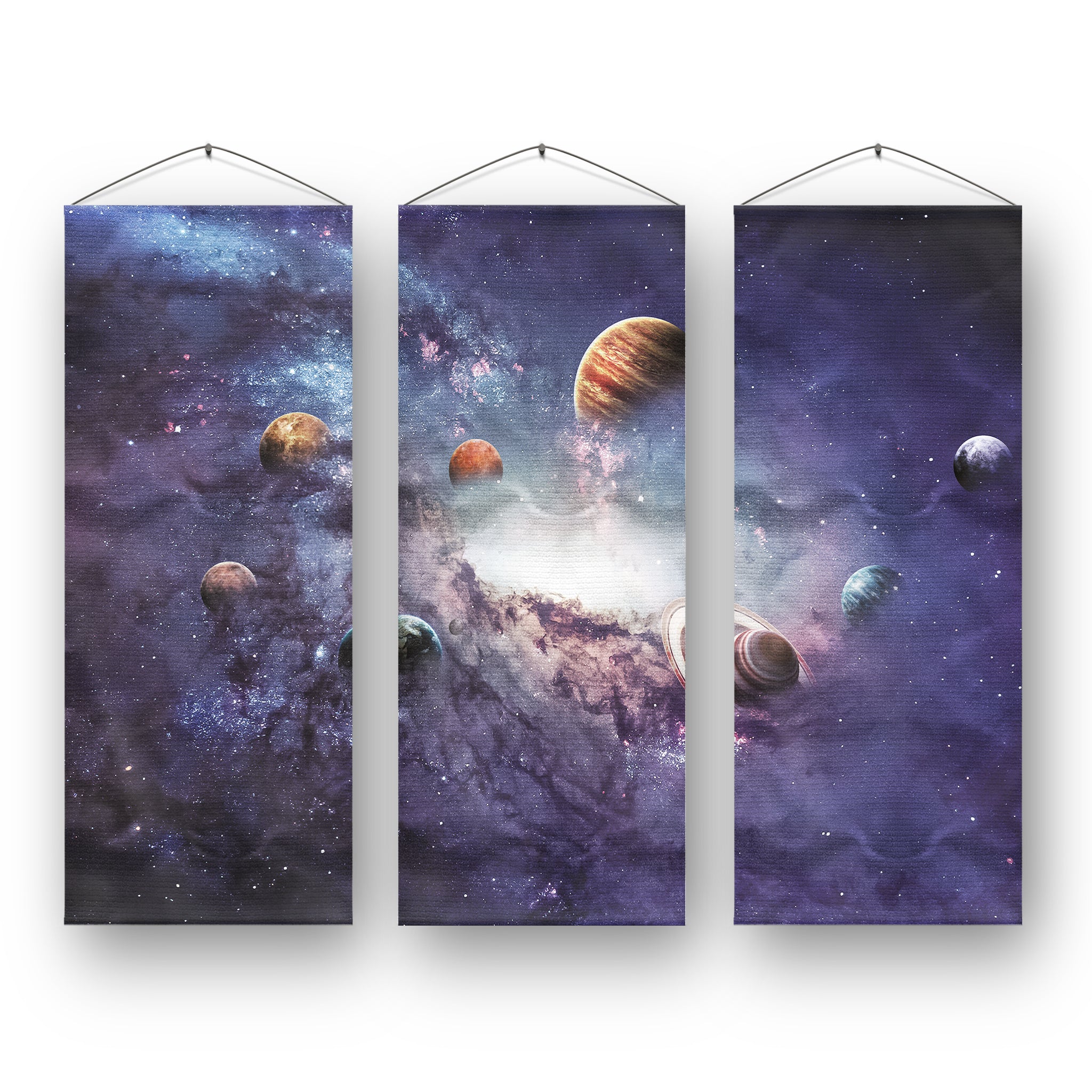 Solar System Set of 3 Modern Canvas Art