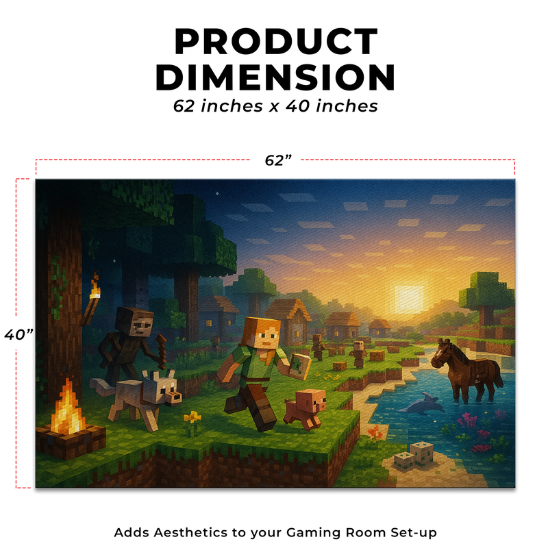 Minecraft Inspired Decor Rug- 62x40 inches