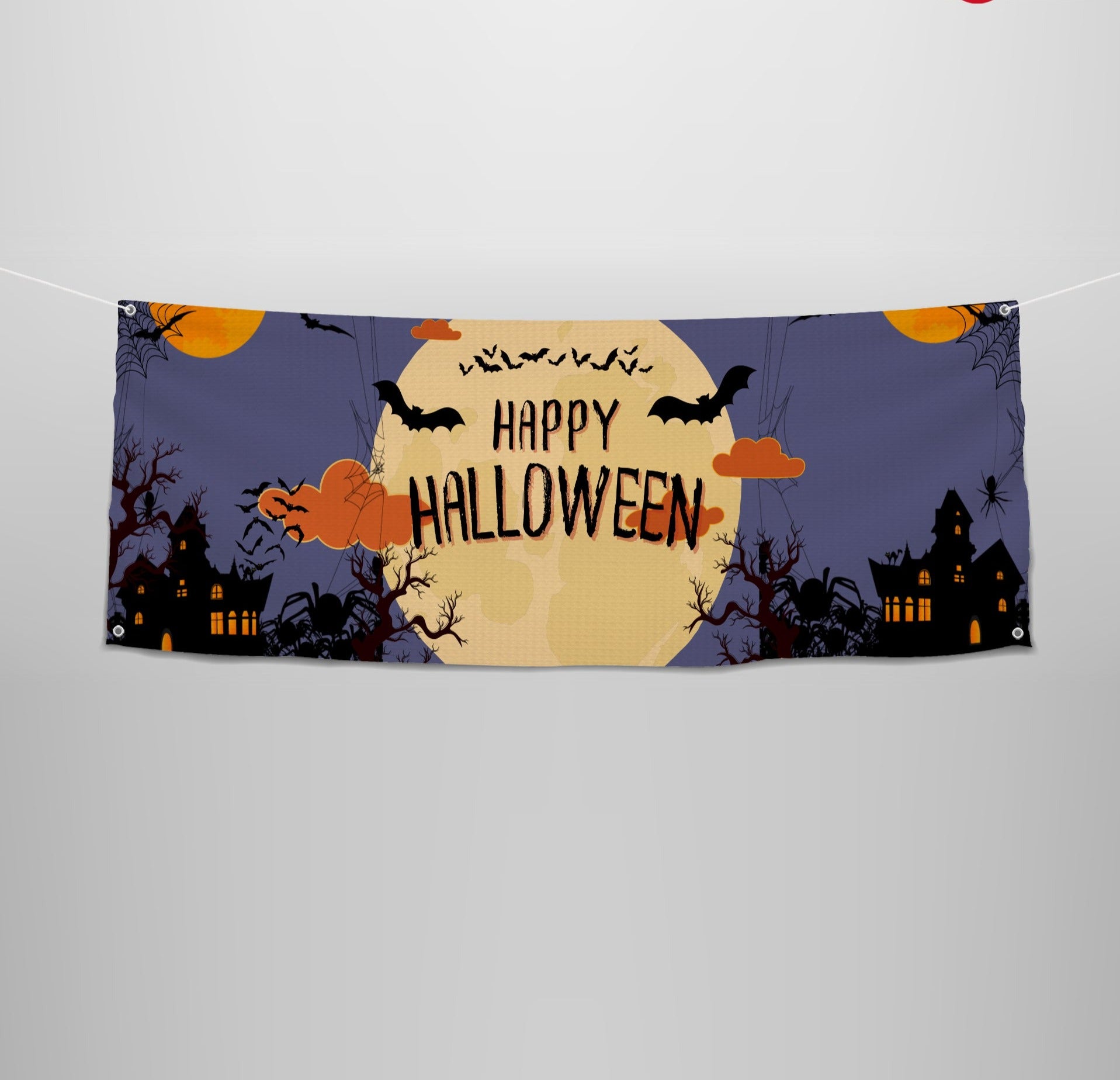 Halloween Moon and Bats Large Banner - Moonlit Magic, Vibrant & Fade-Resistant