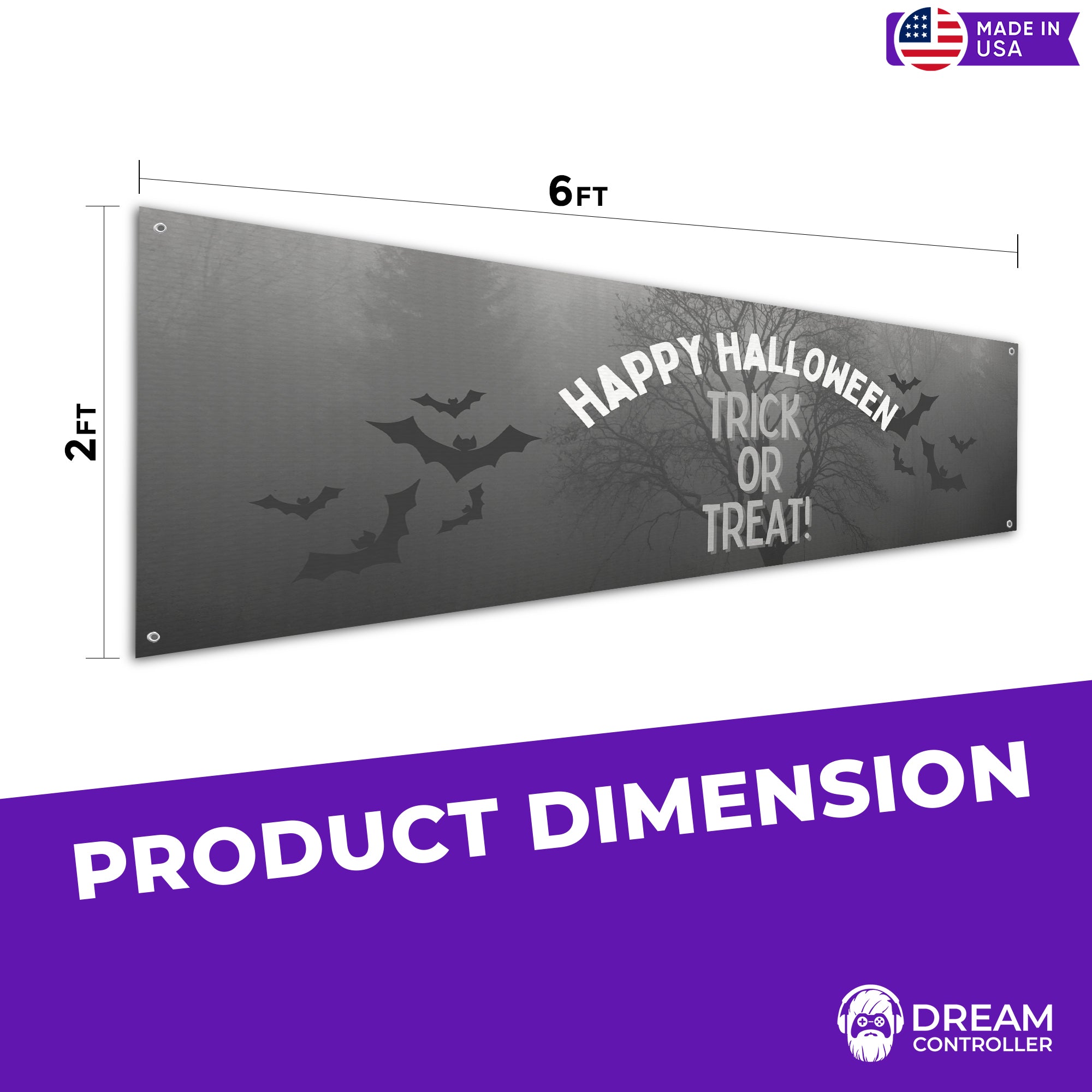 Gray Halloween Banner - Dark and Mysterious Aesthetic, Premium Quality Fabric