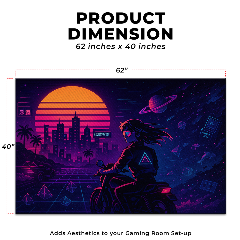 Vapor Wave Neon Inspired Decor Rug- 62x40 inches