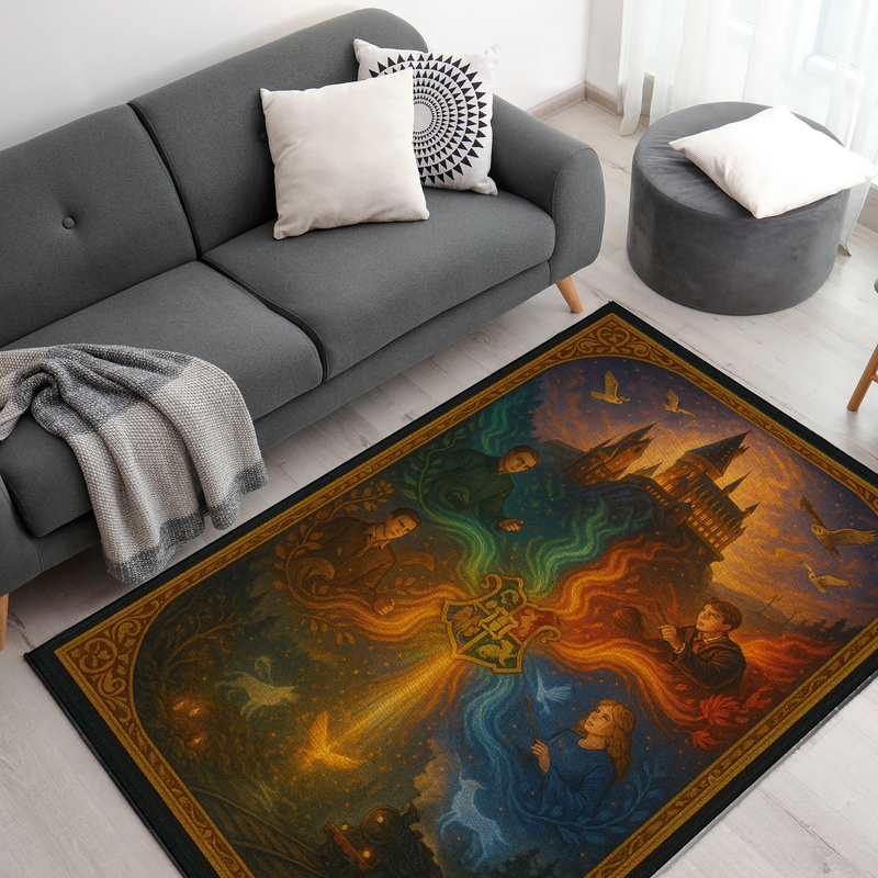Harry Potter Hogwarts Inspired Decor Rug- 62x40 inches