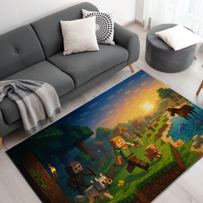 Minecraft Inspired Decor Rug- 62x40 inches