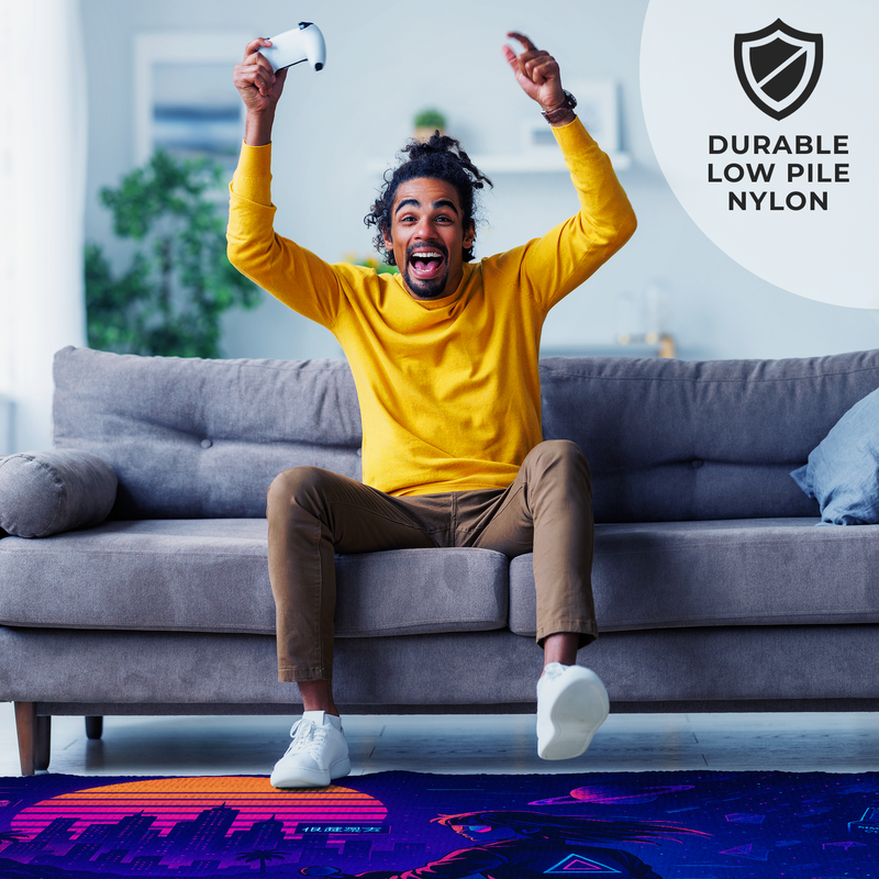 Vapor Wave Neon Inspired Decor Rug- 62x40 inches