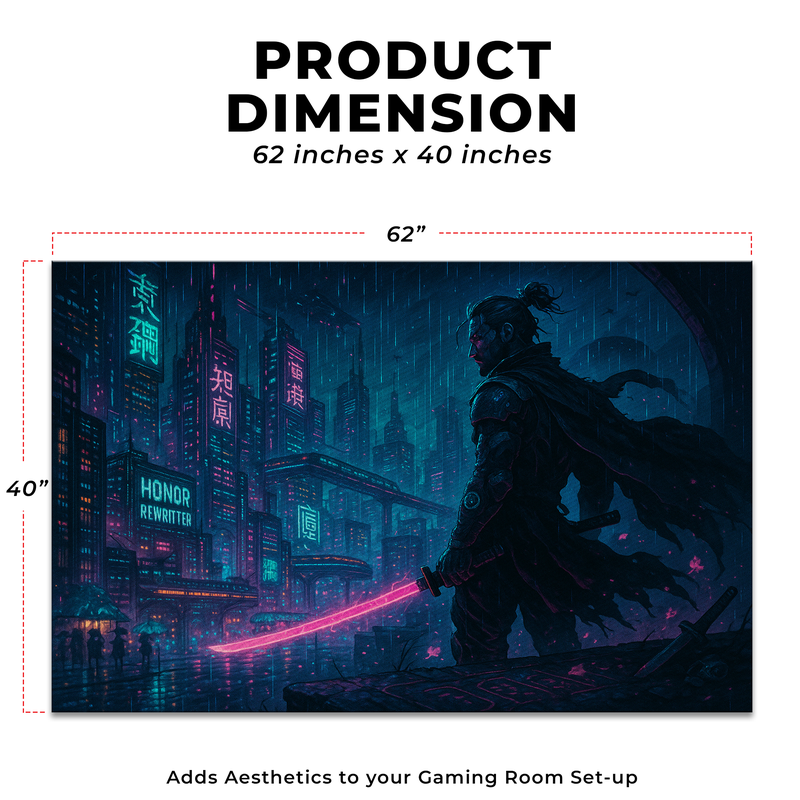 Samurai Cyber Punk Inspired Decor Rug- 62x40 inches