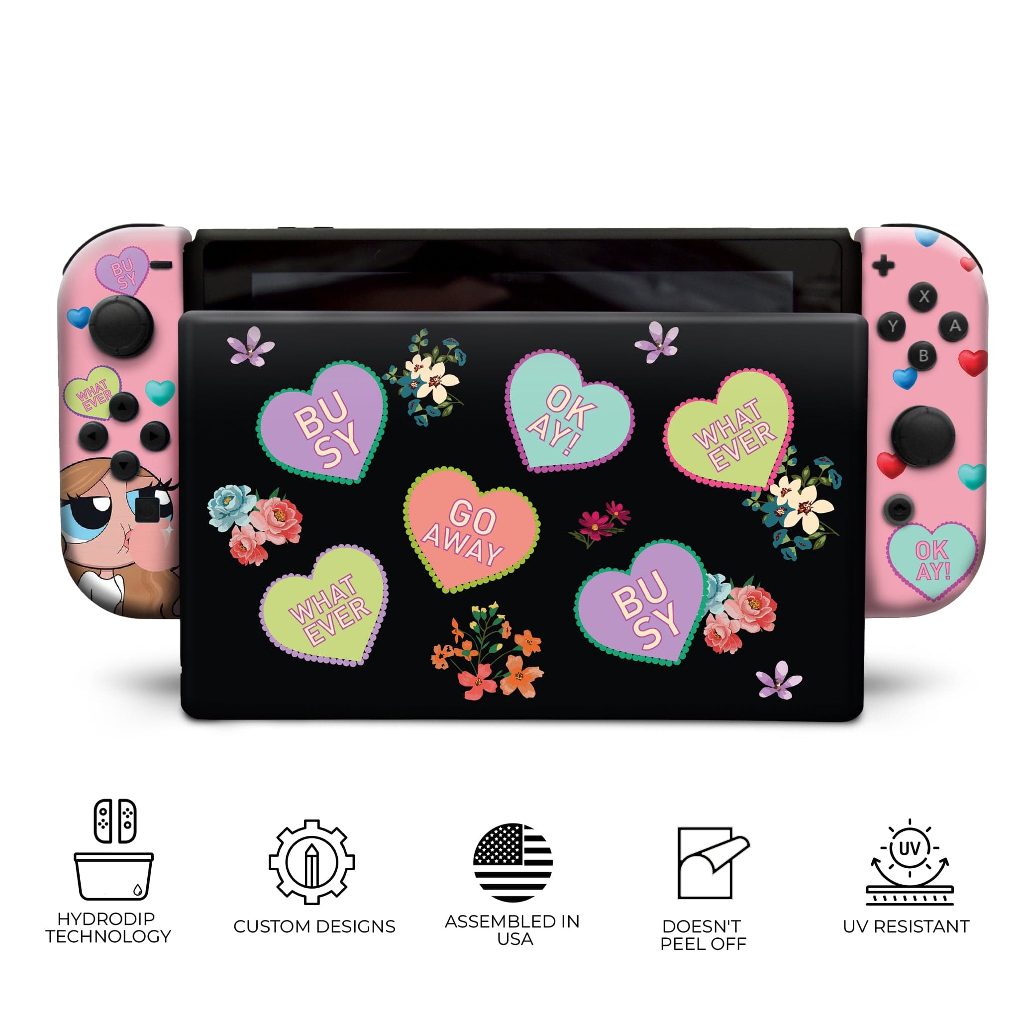Busy Girl Hydrodipped Nintendo Switch Console Full Set: Nintendo Switch