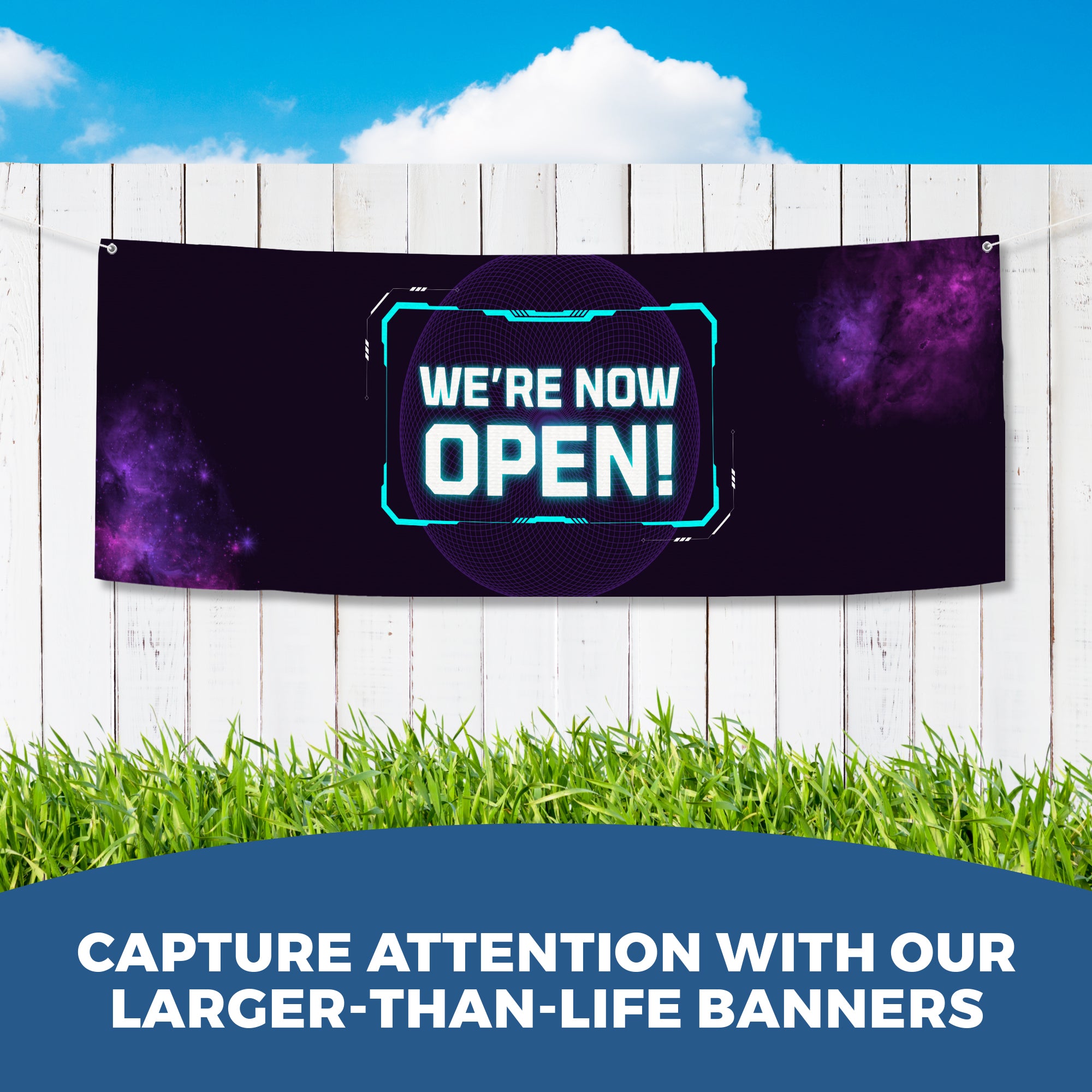 We're Now Open Large Banner
