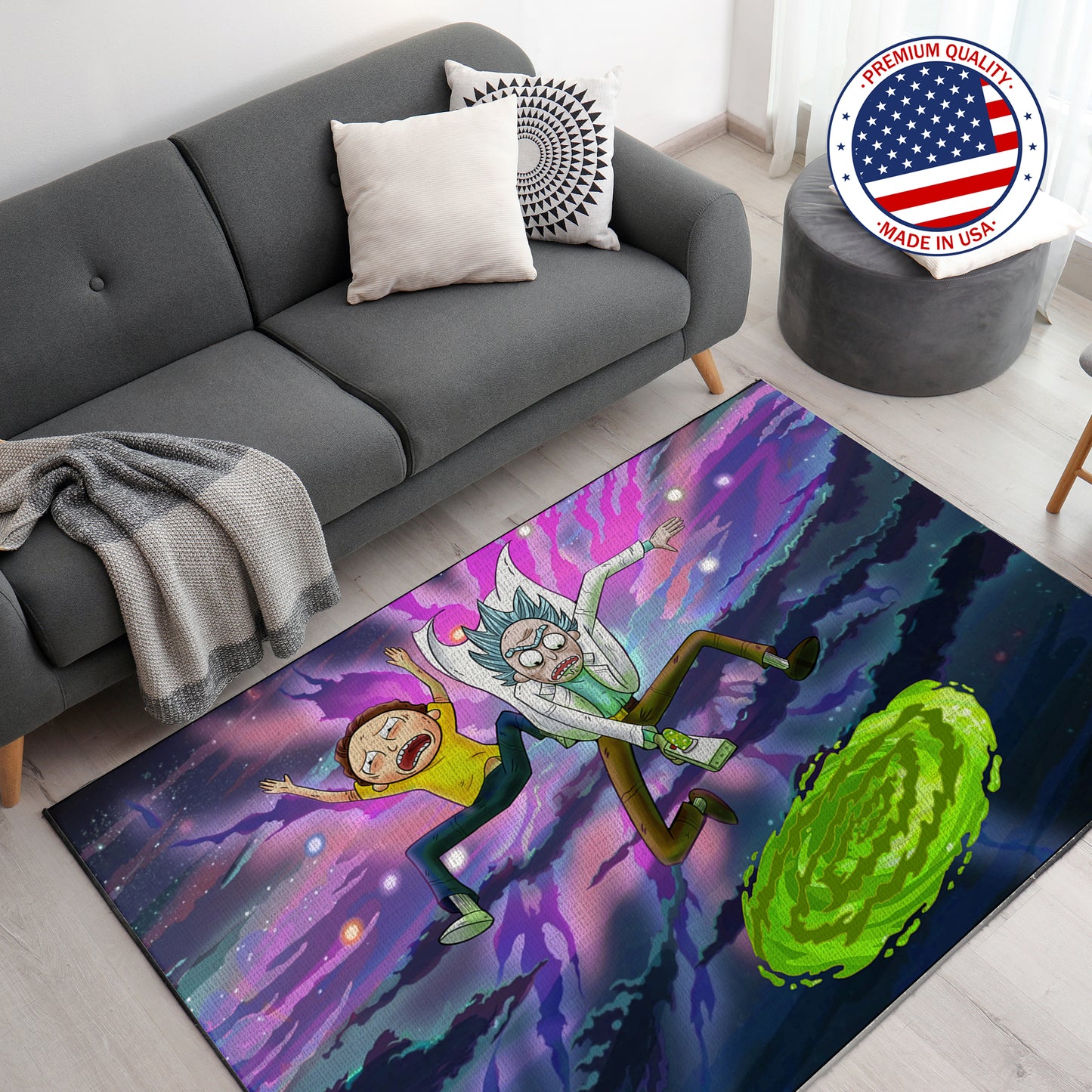 Space Journey With Rick & Morty inspired Gaming Rug - 62x40 inches