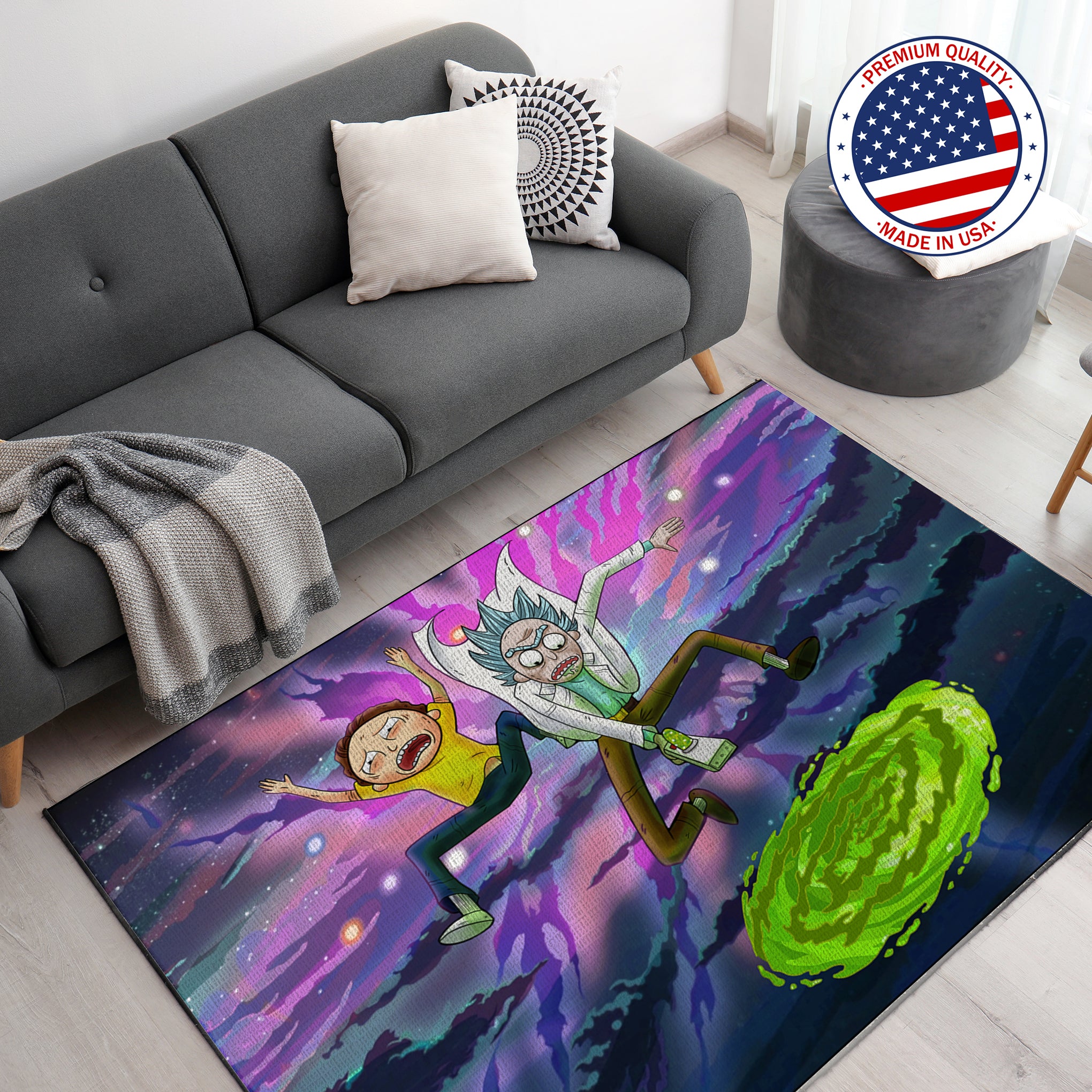 Space Journey With Rick & Morty inspired Gaming Rug - 62x40 inches