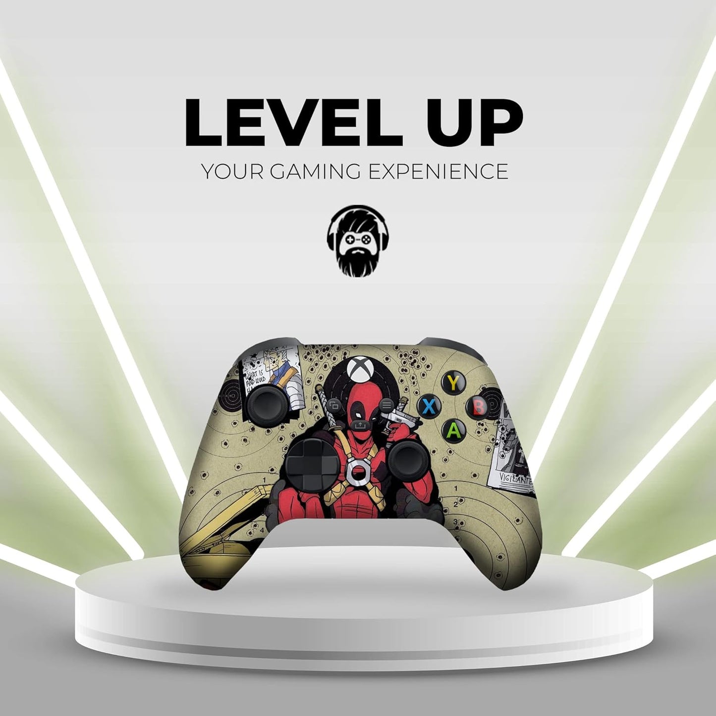 Z Deadpool Headshot Custom Wireless Xbox Controller – Compatible with Xbox One & Series X/S Modded Front Print Only