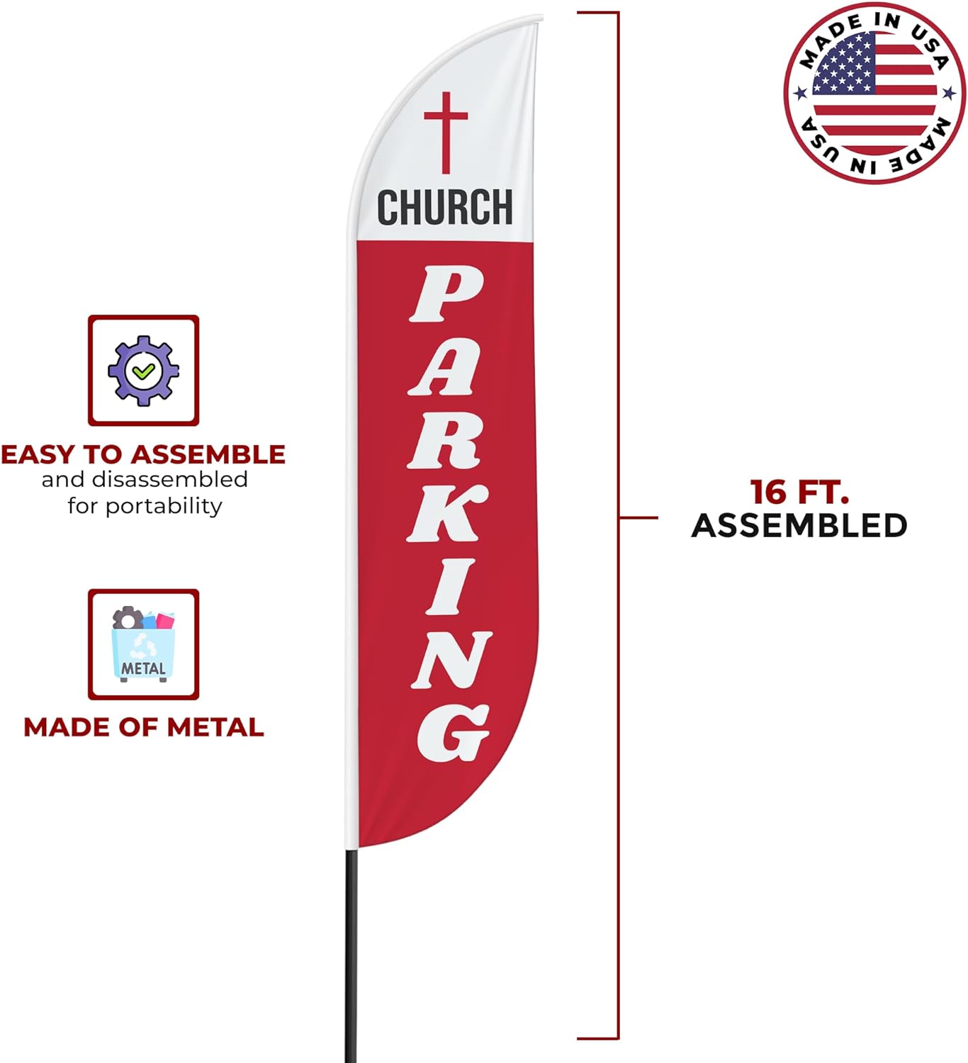 Church Parking Feather Flag / Swooper Flag