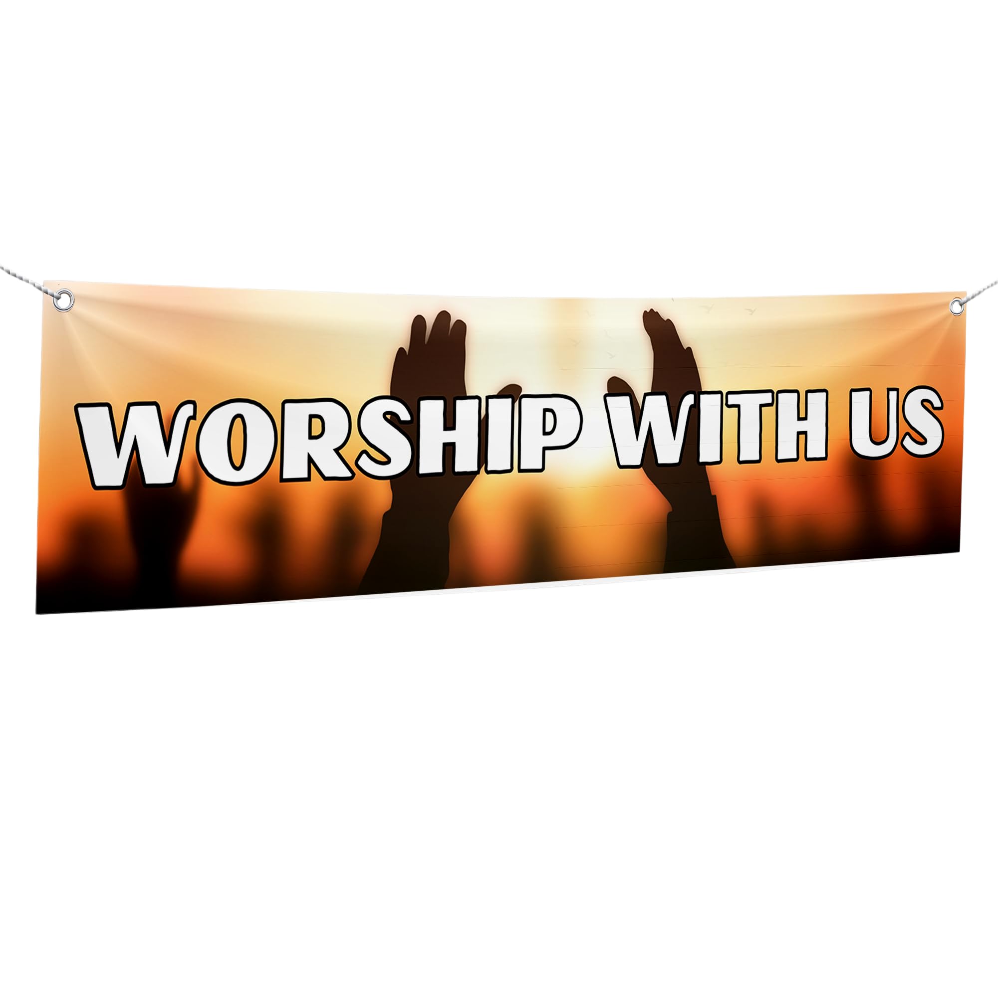 Worship With Us Large Banner