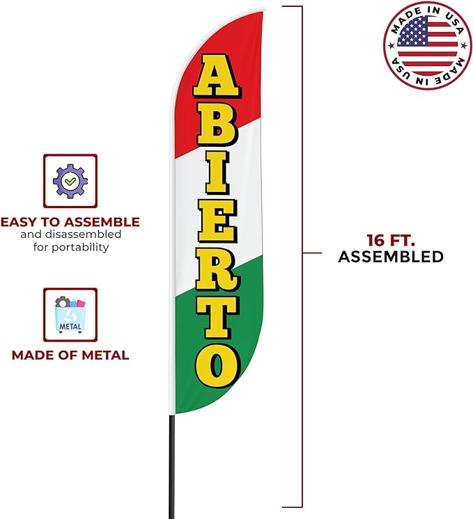 Abierto Sign Feather Flag / Swooper Flag