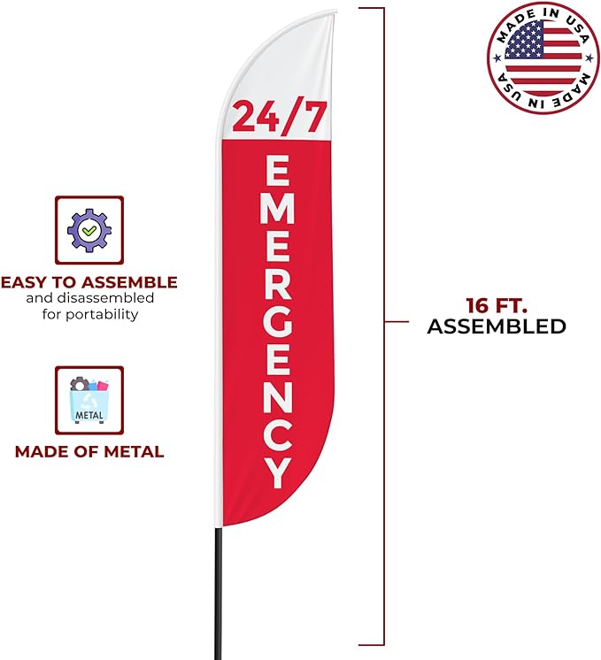 24x7 Emergency Feather Flag