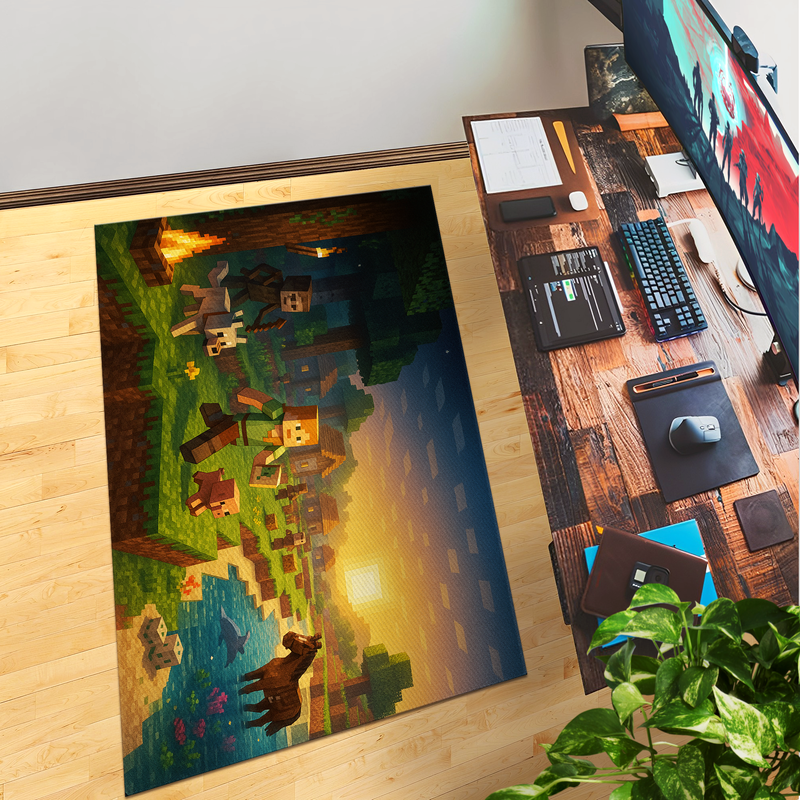 Minecraft Inspired Decor Rug- 62x40 inches