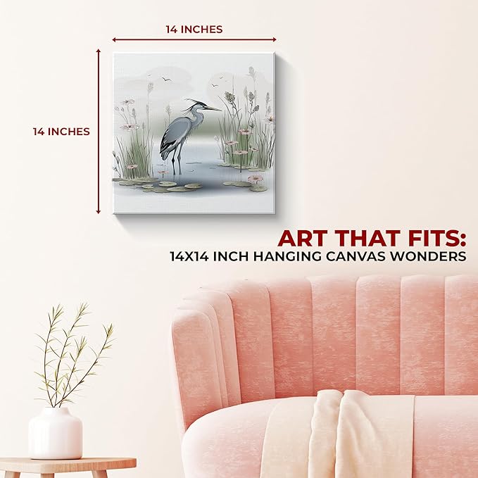 Heron Bird Wall Canvas Set of 1