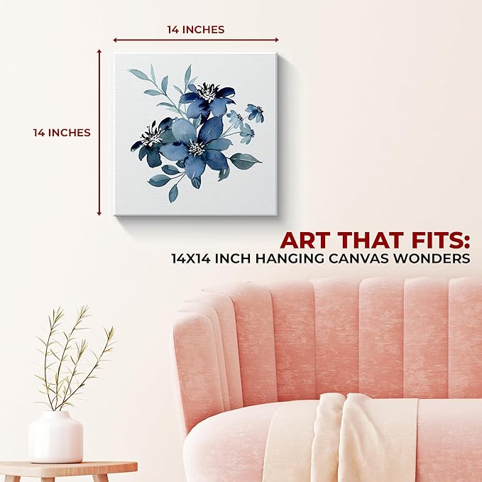 Blue flower Wall Canvas Set of 1