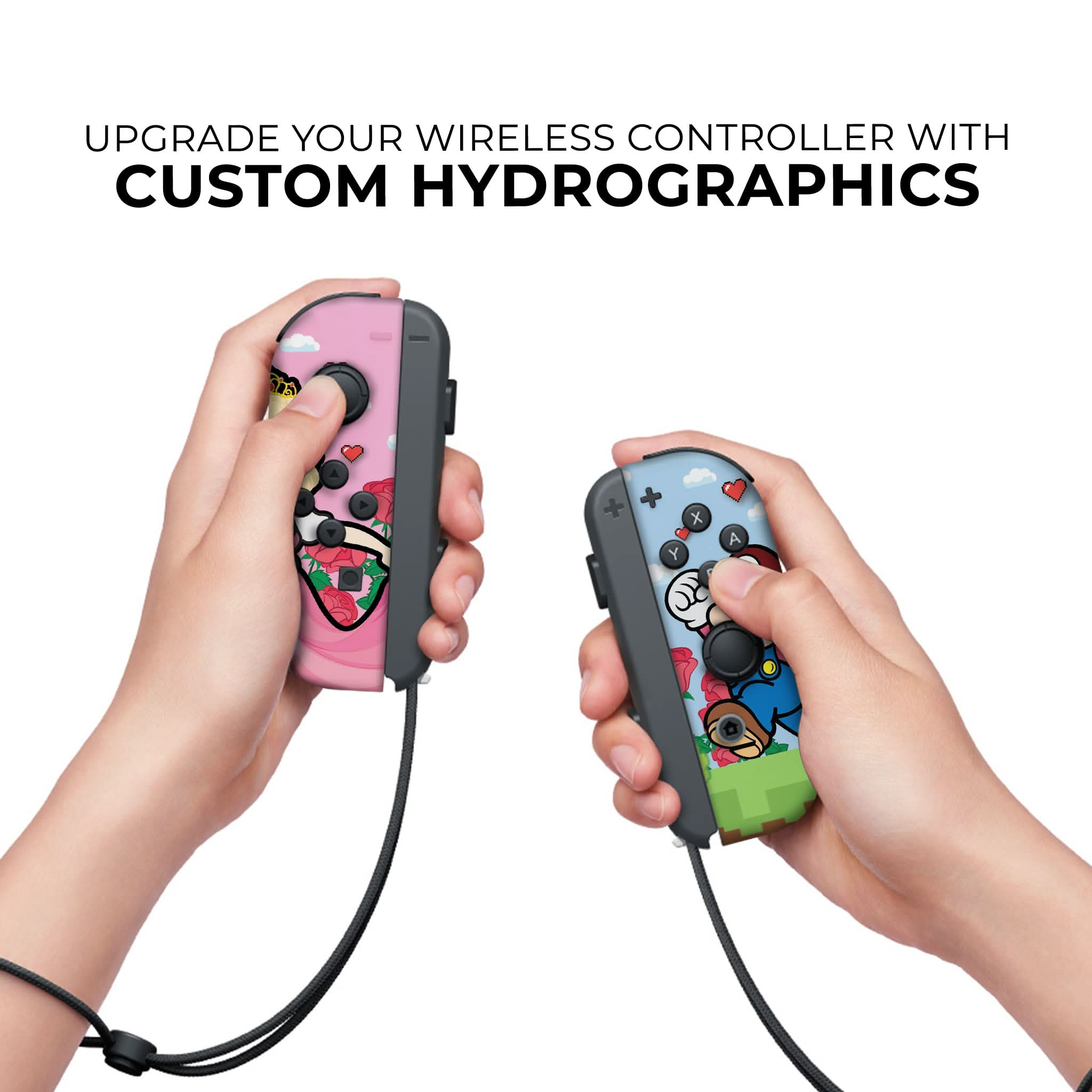 Nintendo Switch Joycons with Advanced Permanent Hydro-Dip Technology.