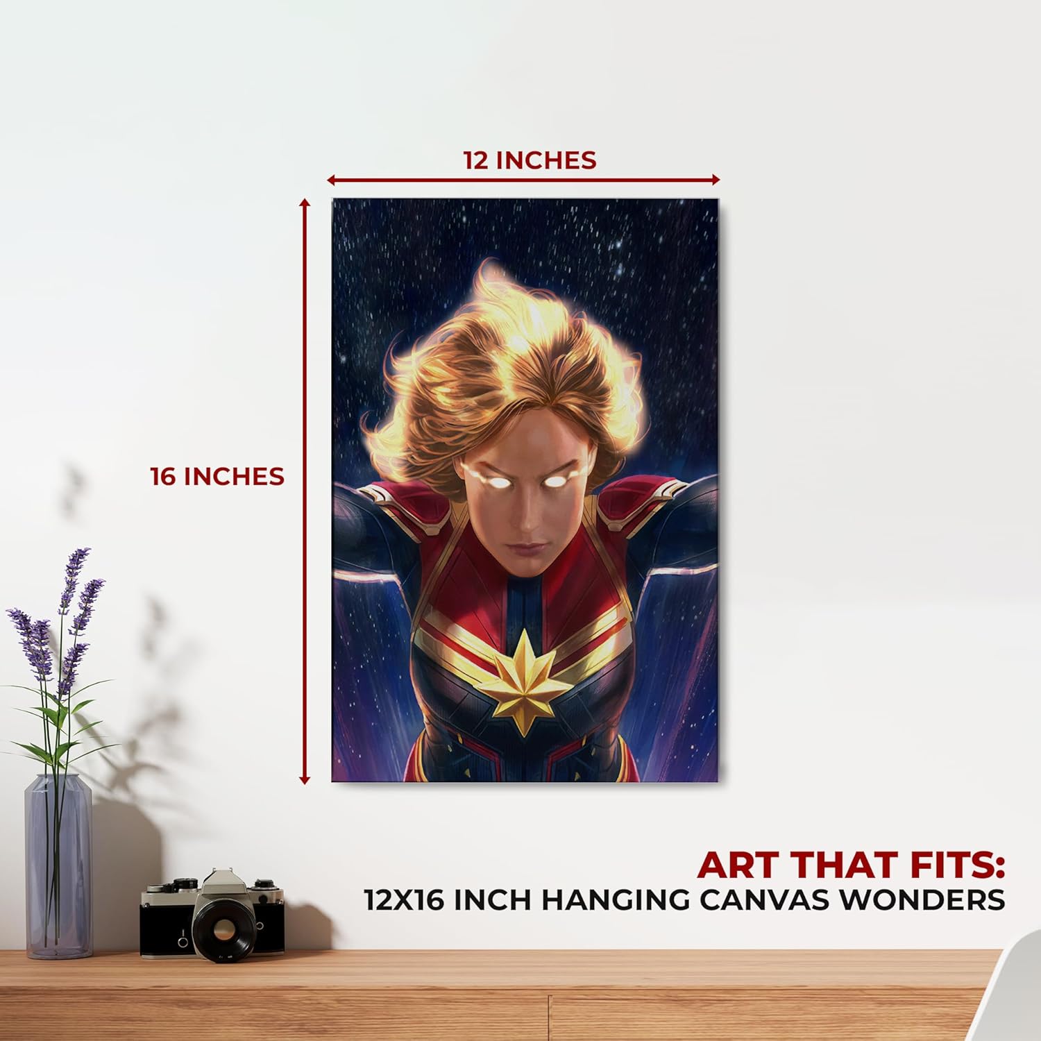 Captain Marvel Wall Canvas Set of 1 Set of 1 - 12x16