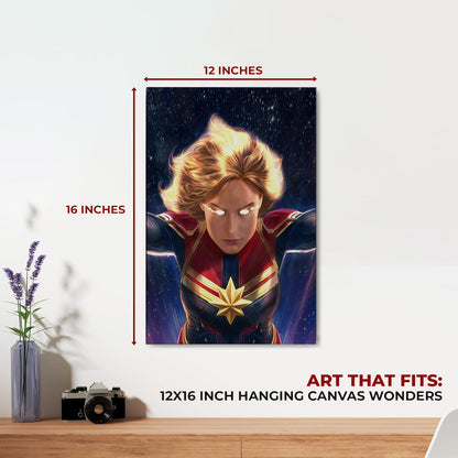 Captain Marvel Wall Canvas Set of 1 Set of 1 - 12x16