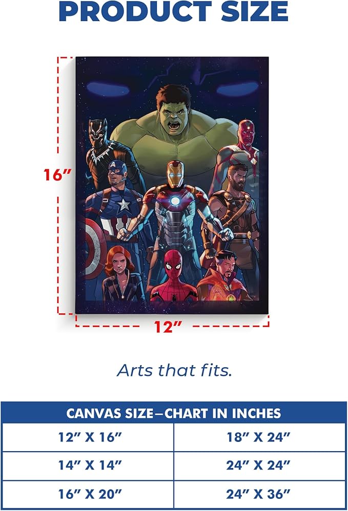 Avengers Wall Canvas 1 Piece Set of 1 - 12x16