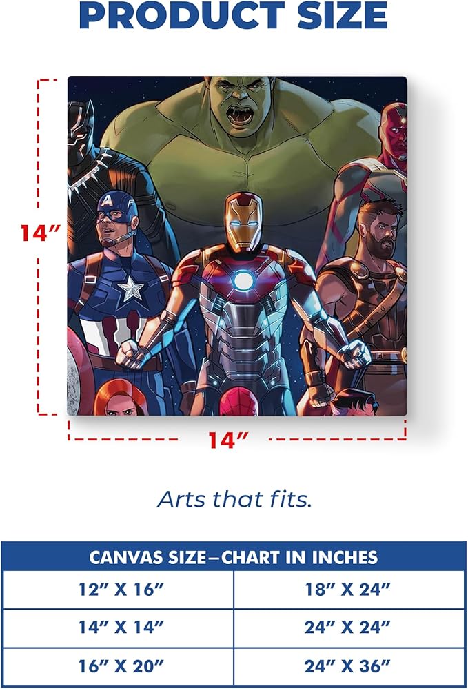 Avengers Wall Canvas 1 Piece Set of 1 - 14x14