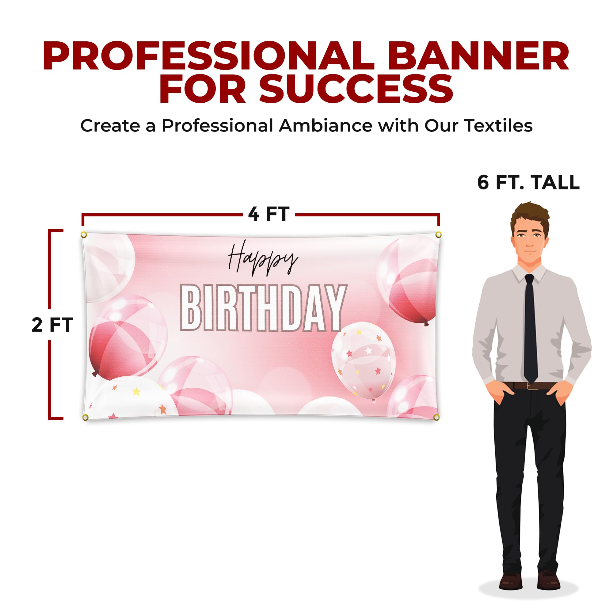 Happy Birthday Pink Large Banner