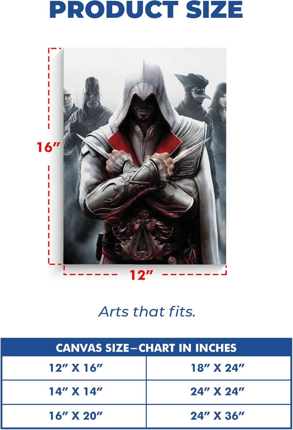 Assassin's Creed Wall Canvas 1 Piece Set of 1 - 12x16