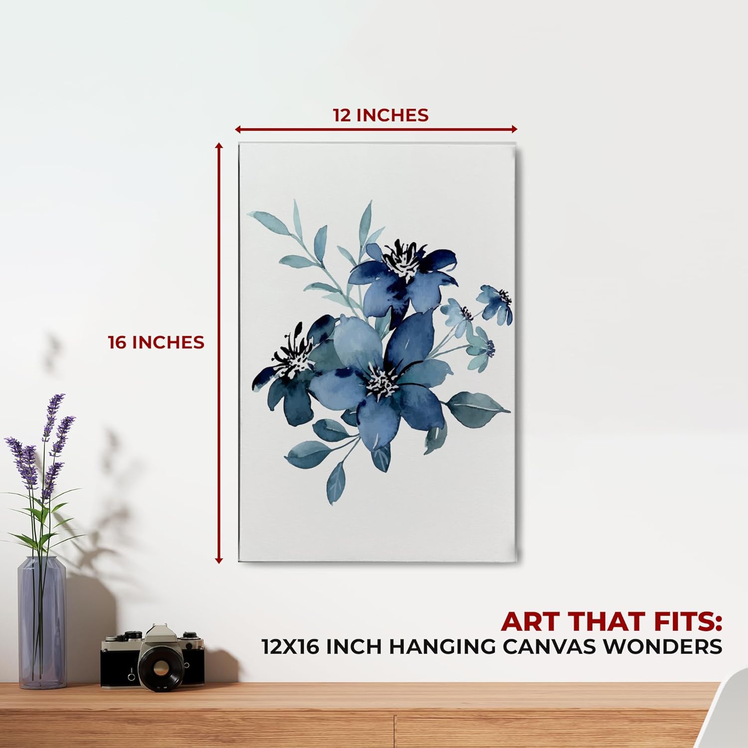 Blue flower Wall Canvas Set of 1