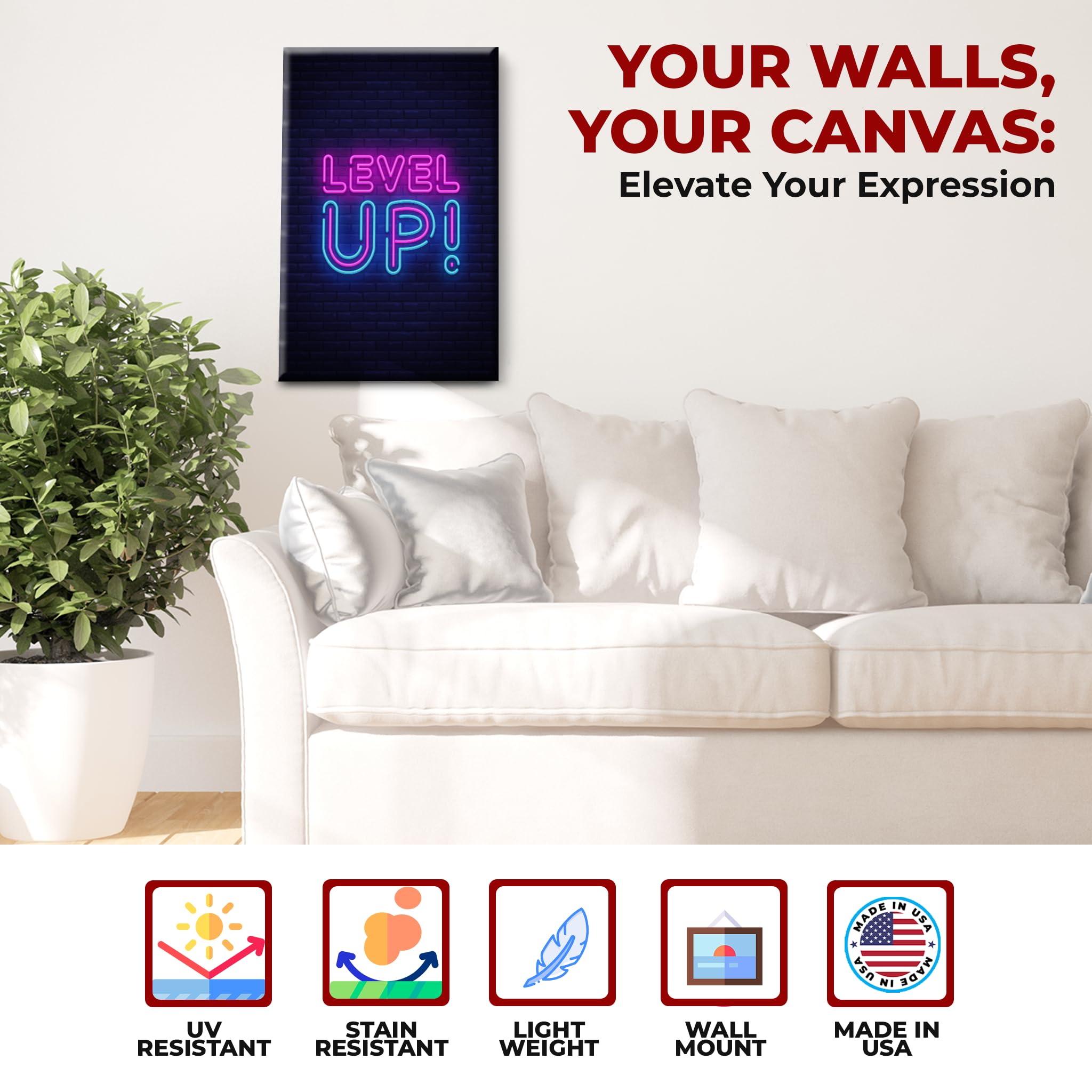 Level Up Wall Canvas Set of 1