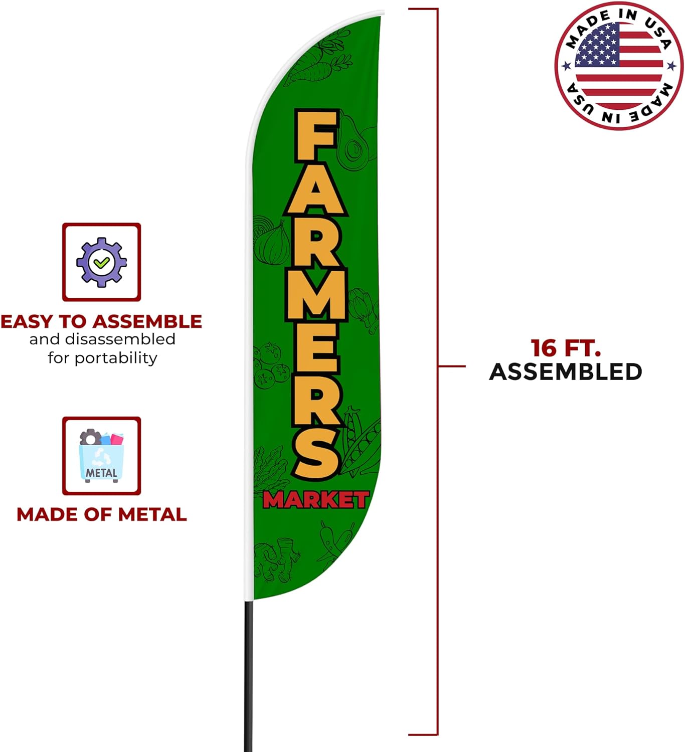 Farmers Market 1 Feather Flag / Swooper Flag