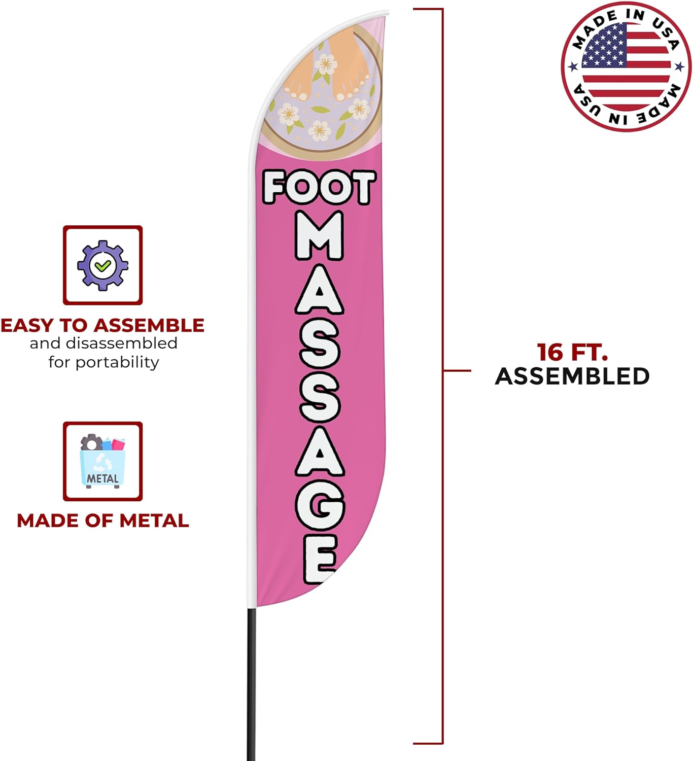 Foot Massage Feather Flag / Swooper Flag